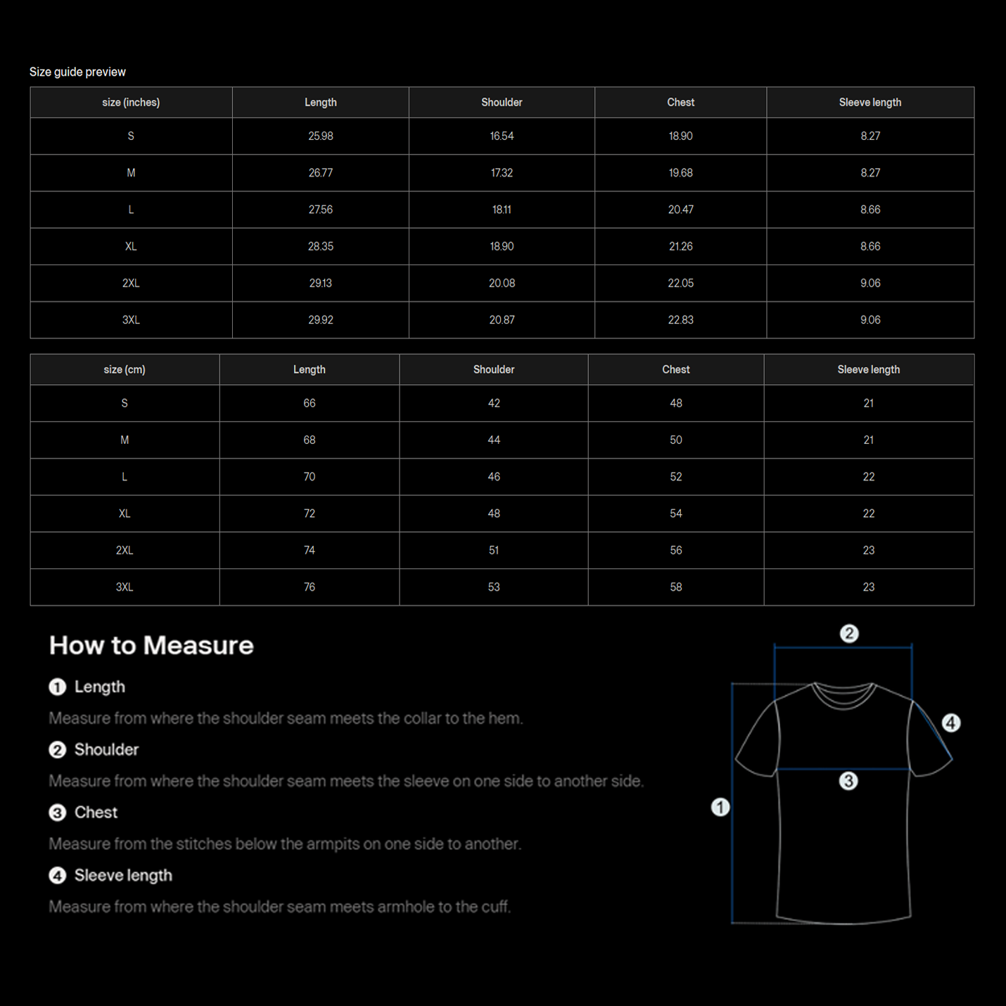 Size chart