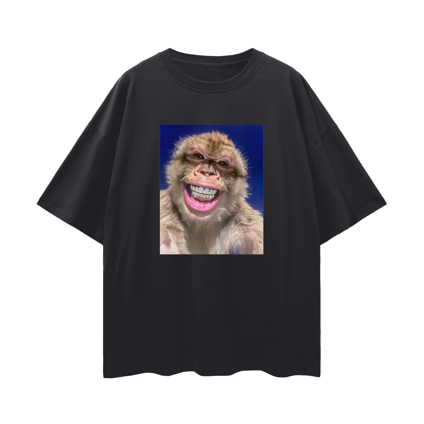Barbary Macaque Monkey with Diamond Grillz
